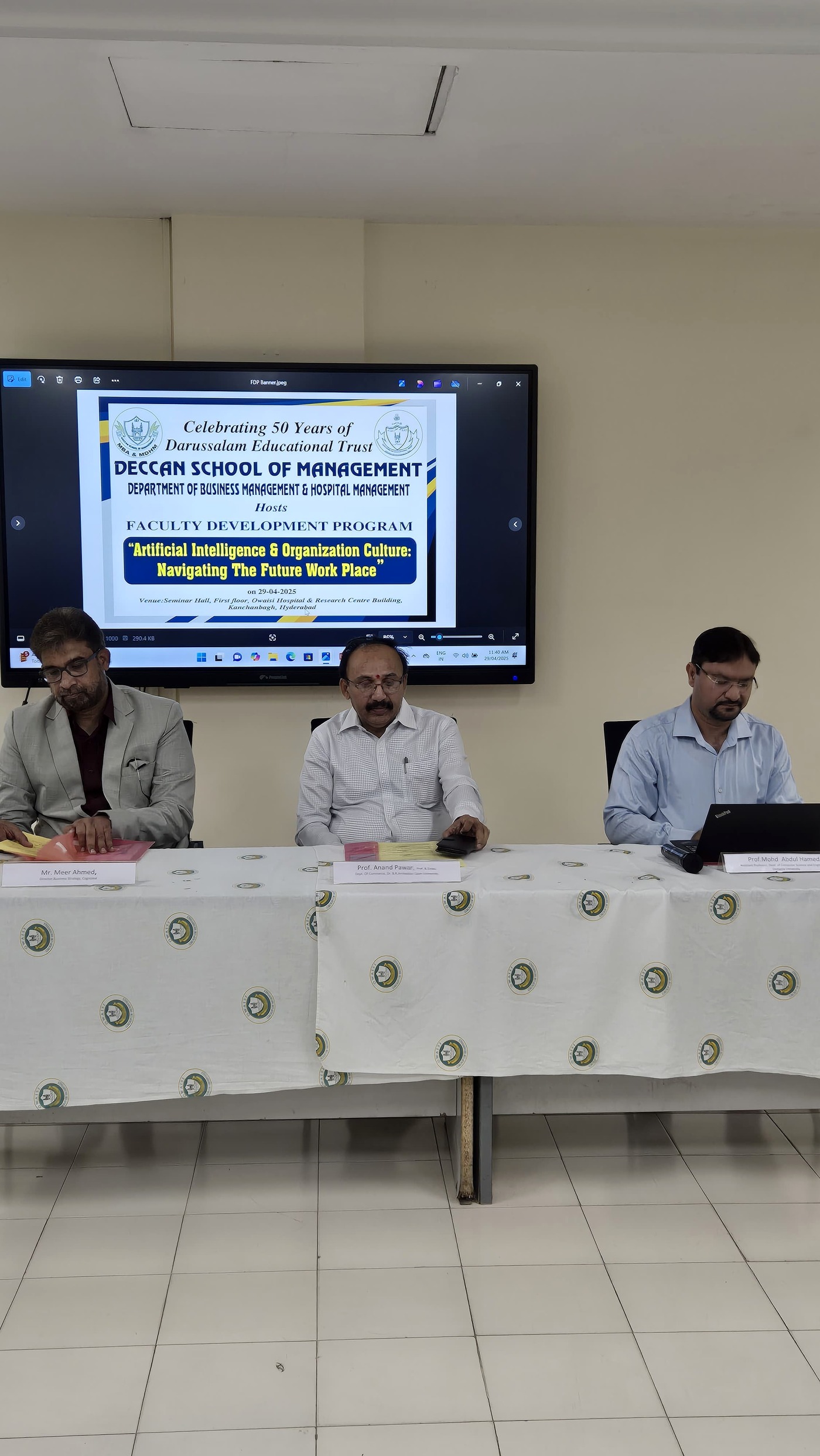Deccan School of Management — Faculty Development Program: "AI & Organization Culture, Navigating the Future Workplace" (Apr 2025)