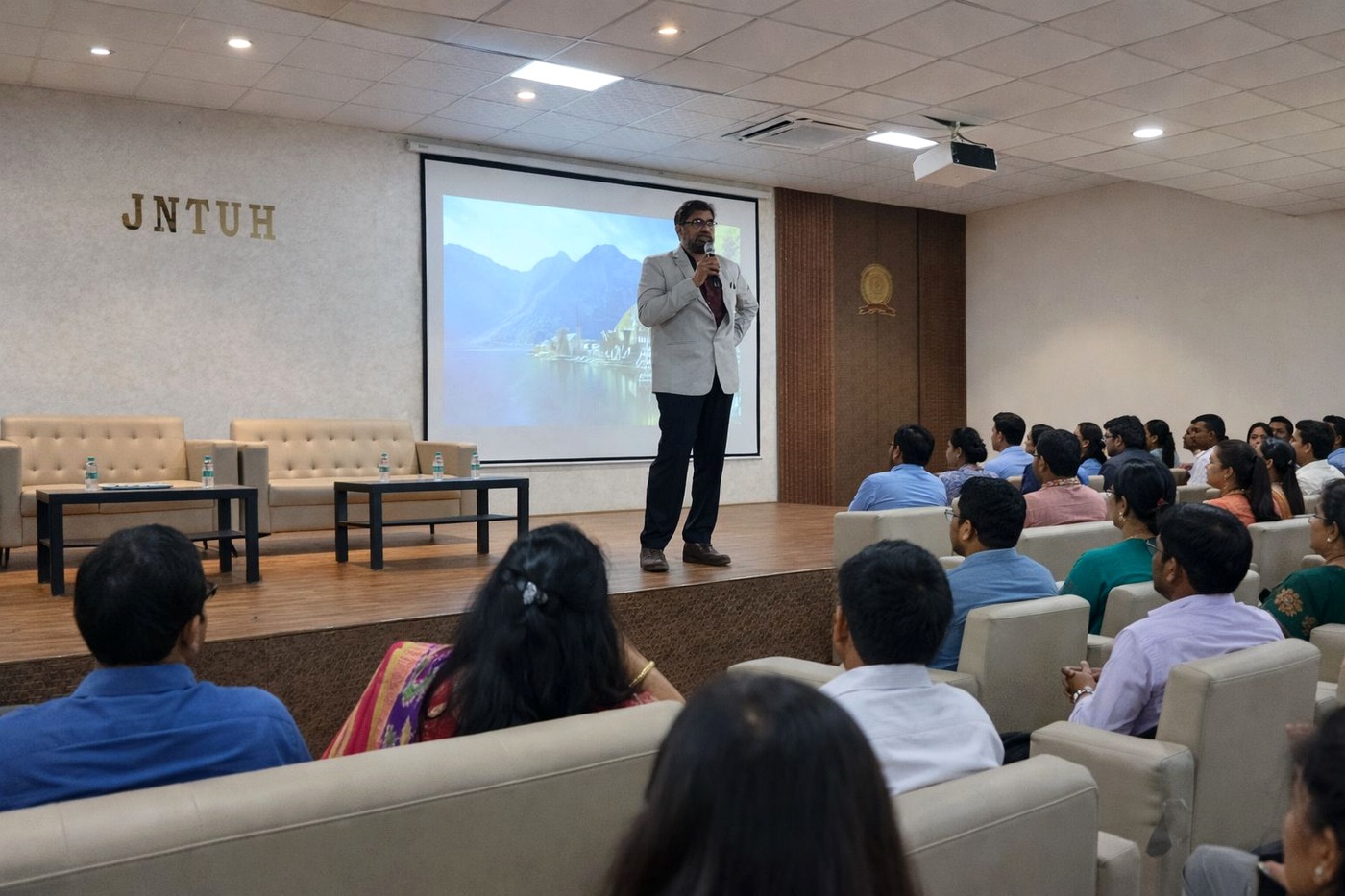 NASSCOM Foundation × IBM SkillsBuild at JNTUH — Addressing the Full Auditorium